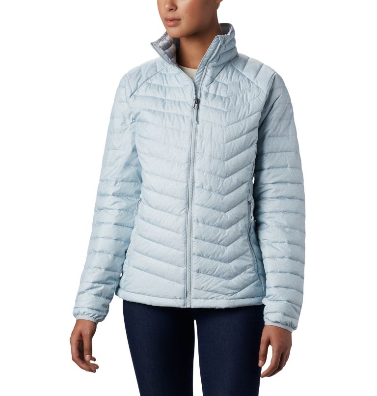 Women's Powder Lite Jacket, Color: Cirrus Grey Sparkler Print, image 1