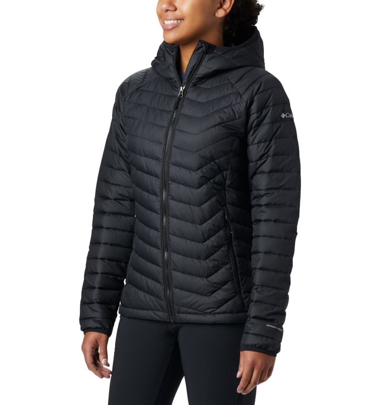 Thumbnail: Women’s Powder Lite Insulated Hooded Jacket, Color: Black, image 1
