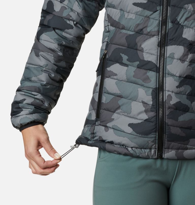 Thumbnail: Women’s Powder Lite Insulated Hooded Jacket, Color: Black Traditional Camo Print, image 6