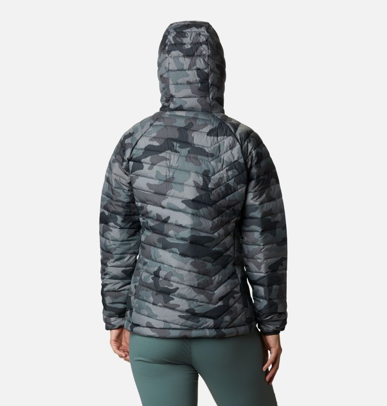Thumbnail: Women’s Powder Lite Insulated Hooded Jacket, Color: Black Traditional Camo Print, image 2