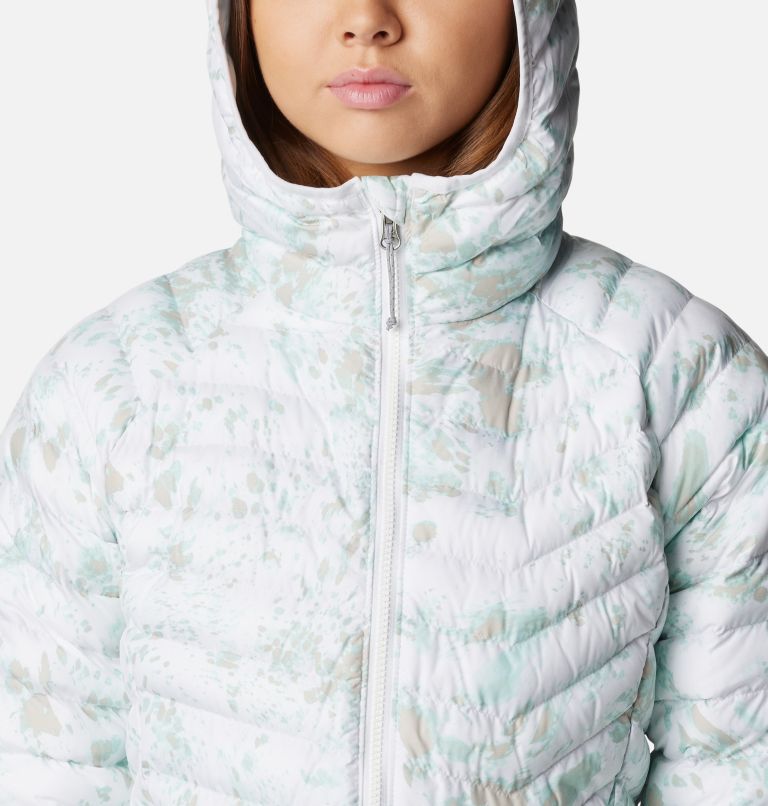 Columbia Powder Lite Hooded Jacket White Green Women - M