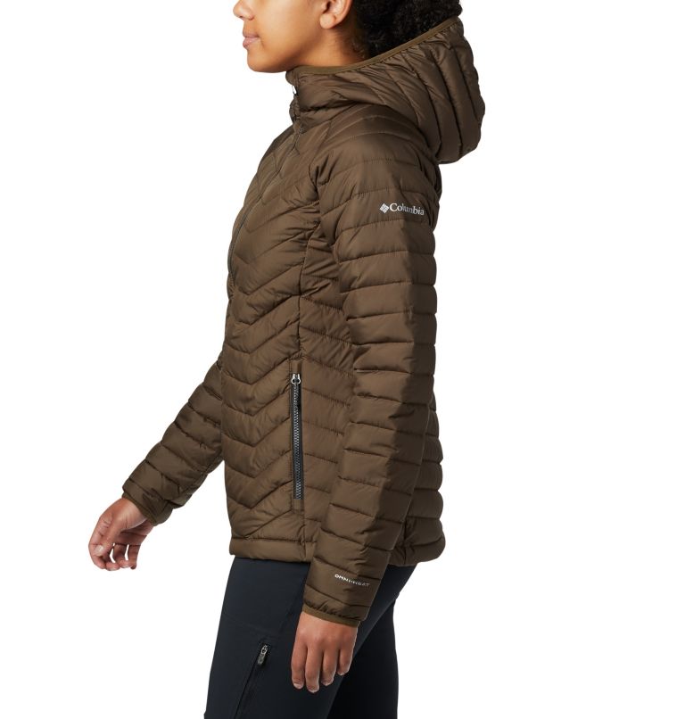 Thumbnail: Women’s Powder Lite Insulated Hooded Jacket, Color: Olive Green, image 3
