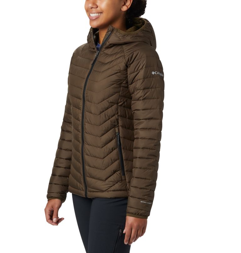 Women’s Powder Lite Insulated Hooded Jacket, Color: Olive Green, image 1