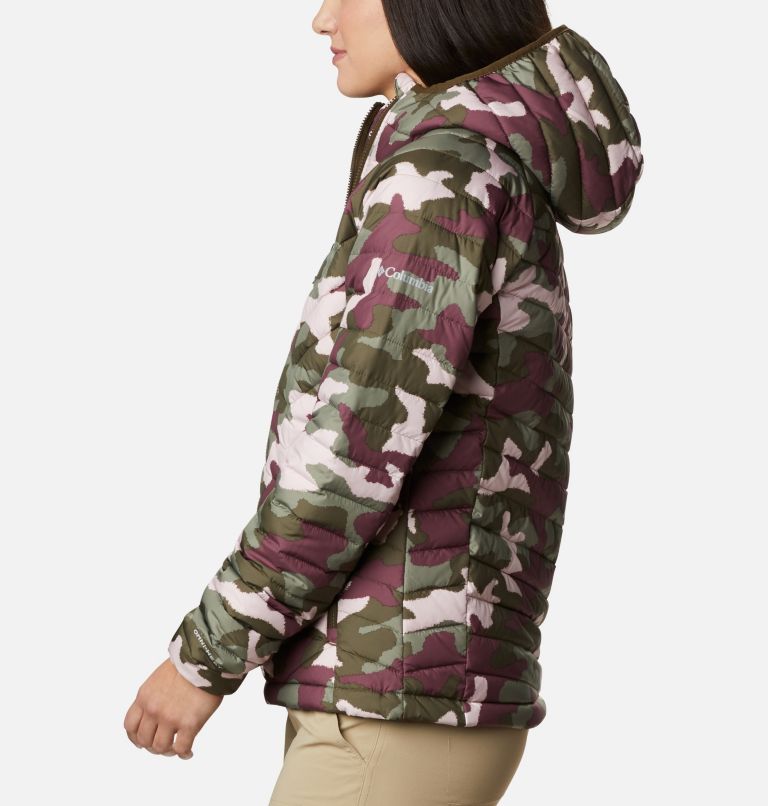 Women’s Powder Lite Hooded Jacket, Color: Olive Green Traditional Camo, image 3