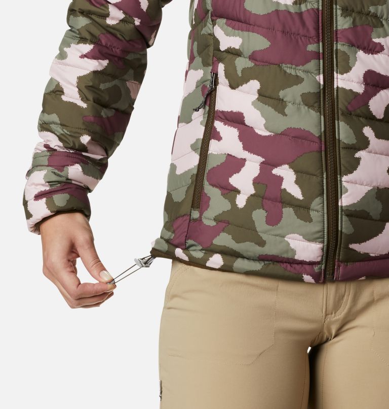 Thumbnail: Women’s Powder Lite Hooded Jacket, Color: Olive Green Traditional Camo, image 6