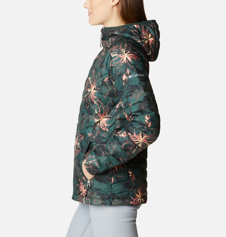 Women’s Powder Lite Hooded Jacket, Color: Spruce Aurelian Print, image 3