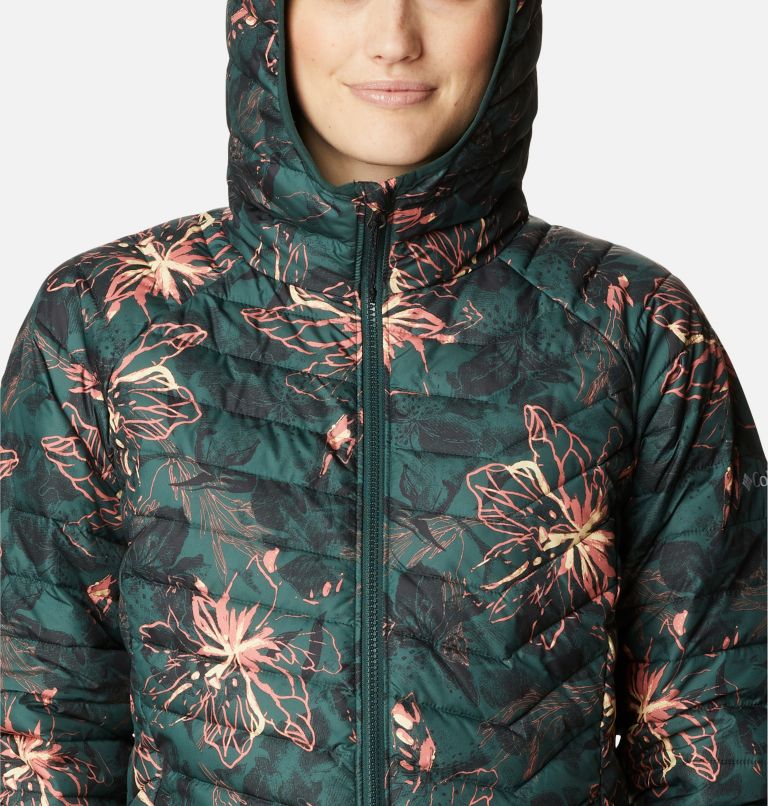 Women’s Powder Lite Insulated Hooded Jacket, Color: Spruce Aurelian Print, image 4