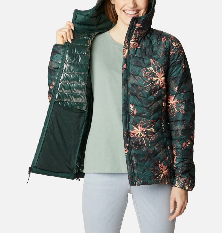 Thumbnail: Women’s Powder Lite Insulated Hooded Jacket, Color: Spruce Aurelian Print, image 5
