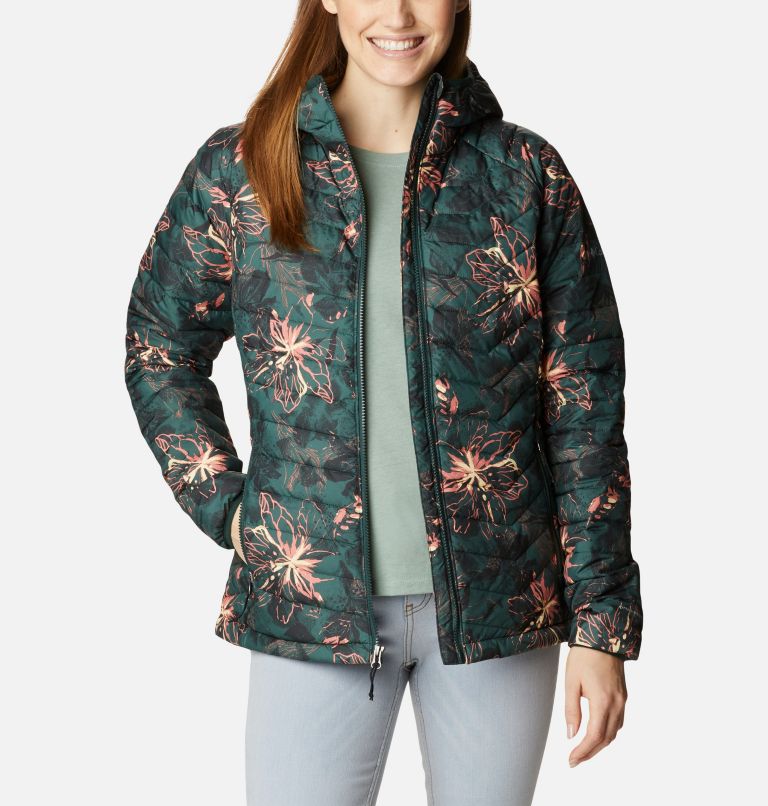 Women’s Powder Lite Insulated Hooded Jacket, Color: Spruce Aurelian Print, image 8