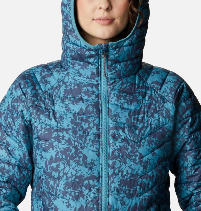 Powder Lite Hooded Jacket, Color: Canyon Blue Florescence Print, image 4