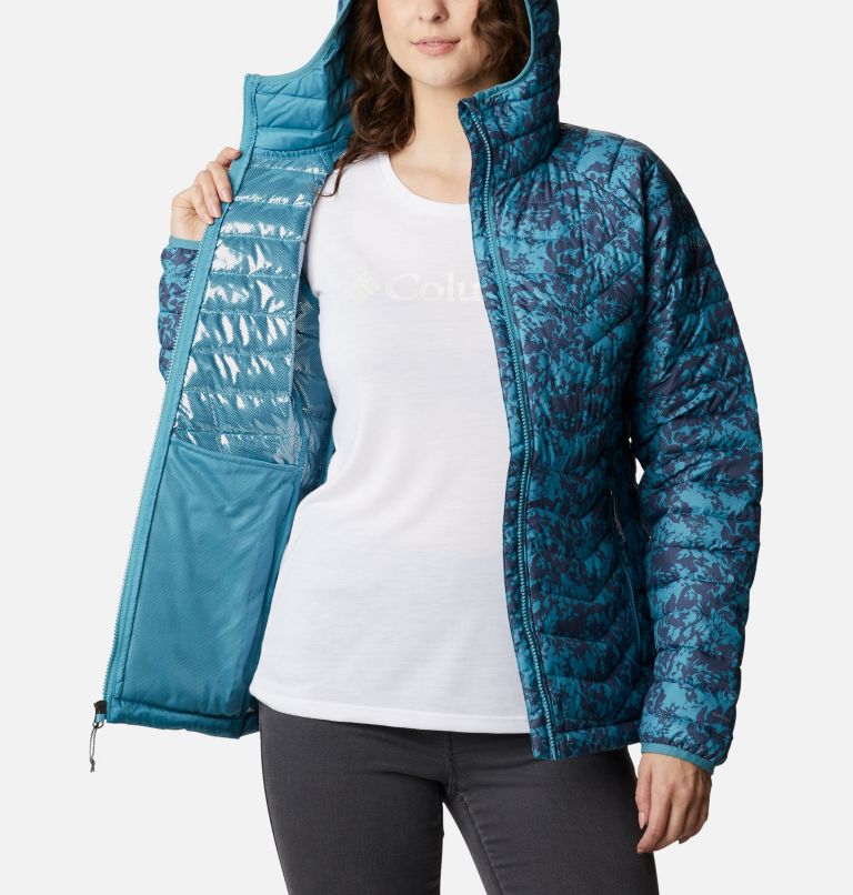 Powder Lite Hooded Jacket, Color: Canyon Blue Florescence Print, image 5