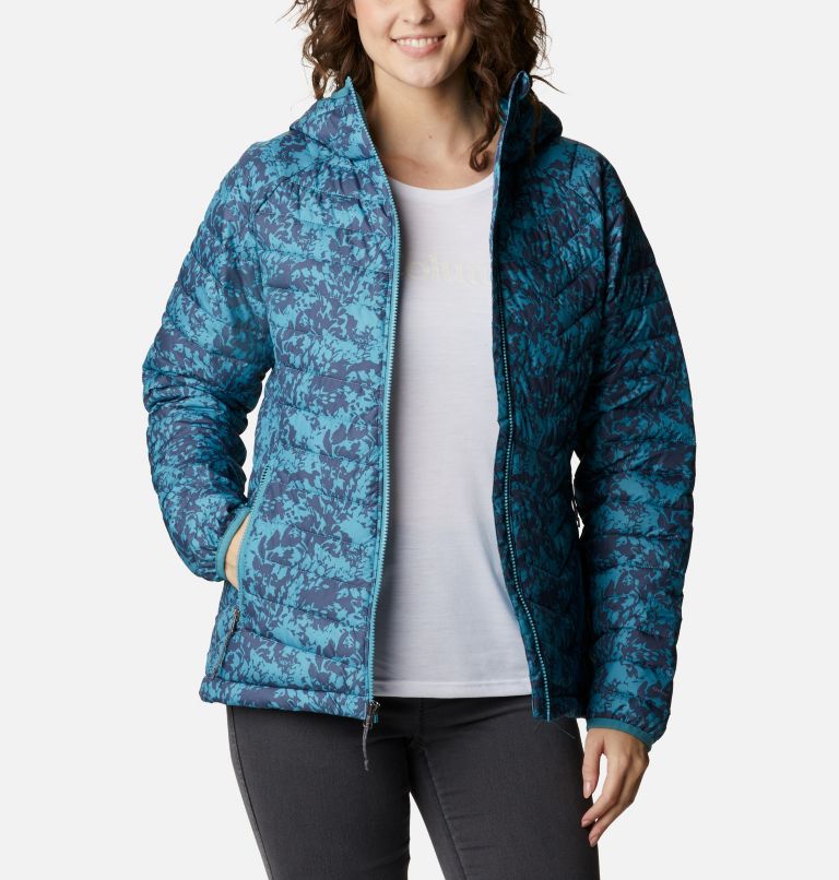 Powder Lite Hooded Jacket, Color: Canyon Blue Florescence Print, image 1