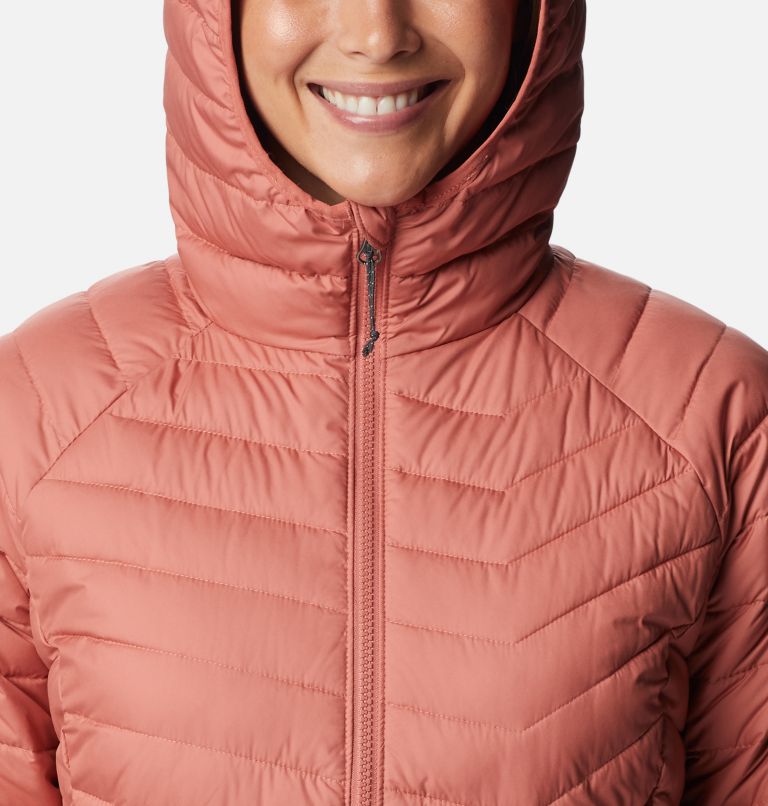 Thumbnail: Women’s Powder Lite Insulated Hooded Jacket, Color: Dark coral, image 4