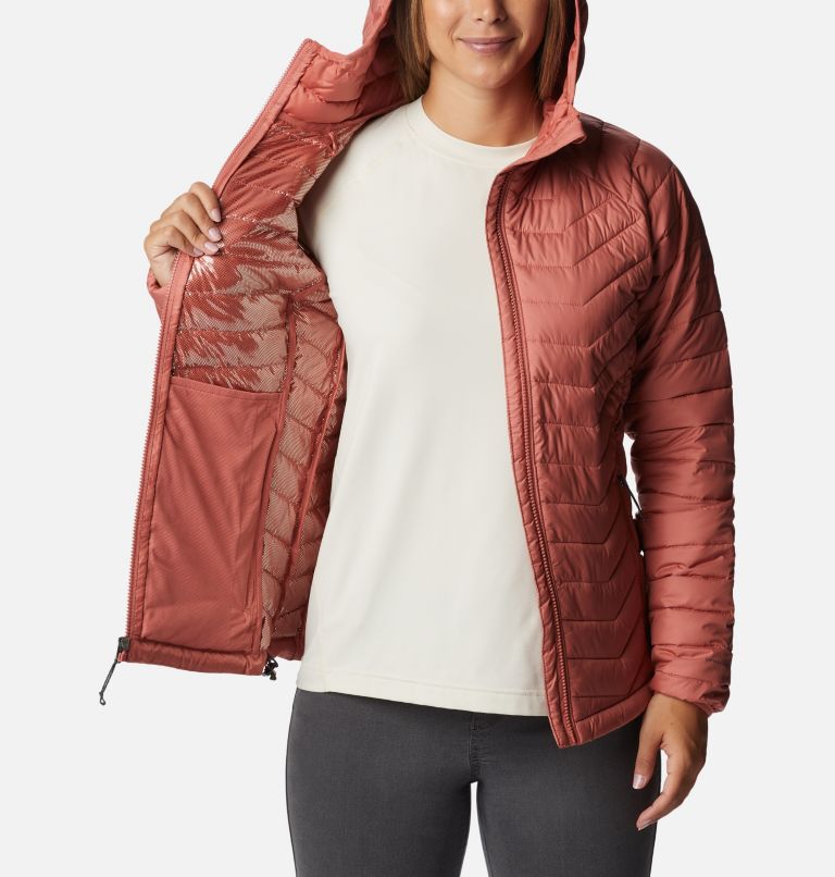 Thumbnail: Women’s Powder Lite Insulated Hooded Jacket, Color: Dark coral, image 5