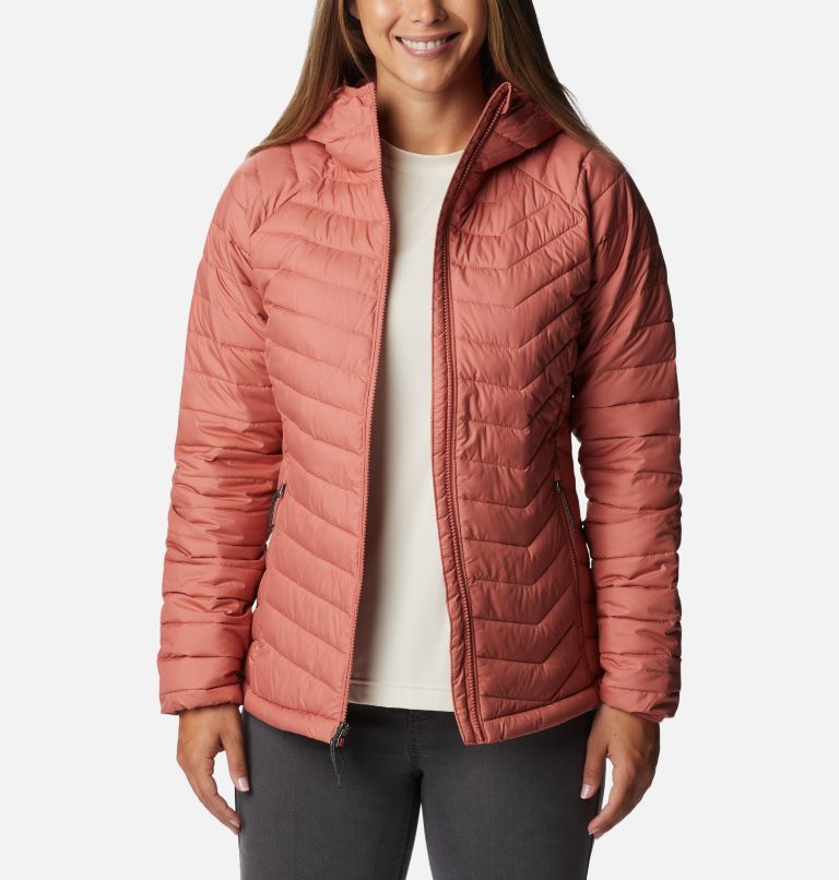 Women’s Powder Lite Insulated Hooded Jacket, Color: Dark coral, image 6