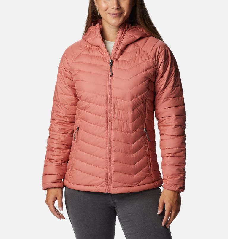 Women’s Powder Lite Insulated Hooded Jacket, Color: Dark coral, image 1