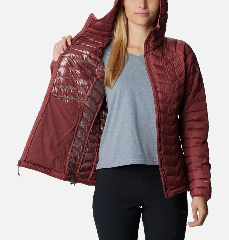 Thumbnail: Women’s Powder Lite Insulated Hooded Jacket, Color: Beetroot, image 5