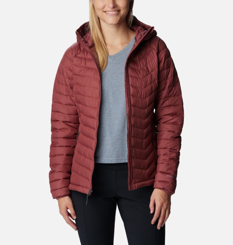 Thumbnail: Women’s Powder Lite Insulated Hooded Jacket, Color: Beetroot, image 8