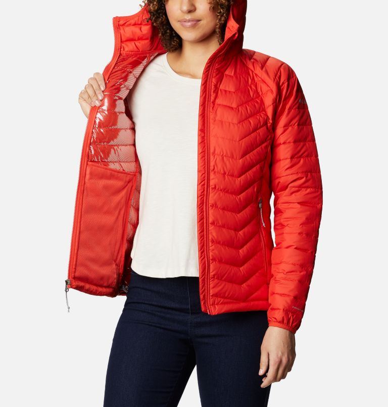 Thumbnail: Women’s Powder Lite Hooded Jacket, Color: Bold Orange, image 5
