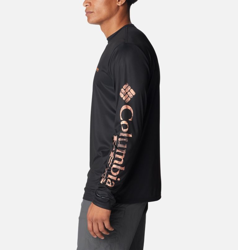 Men's Terminal Tackle PFG Logo Print Long Sleeve Shirt, Color: Black, Orange Blast RT Horizon, image 3