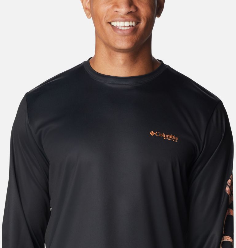 Men's Terminal Tackle PFG Logo Print Long Sleeve Shirt, Color: Black, Orange Blast RT Horizon, image 4