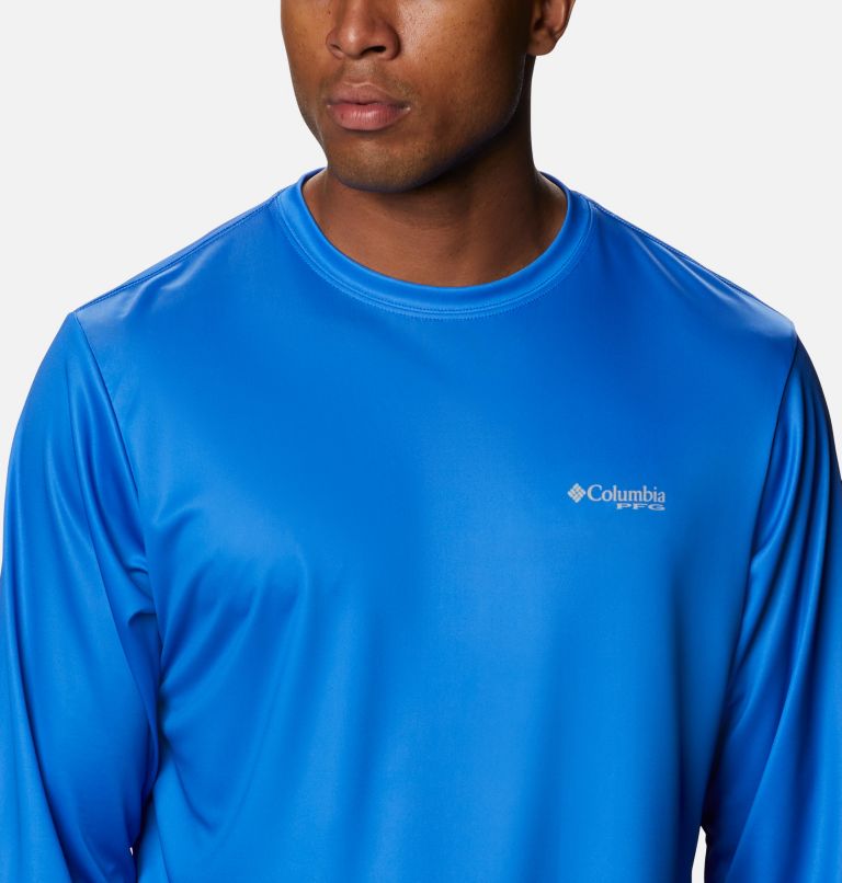Men's Terminal Tackle PFG Logo Print Long Sleeve Shirt, Color: Vivid Blue, Stars and Stripes, image 4