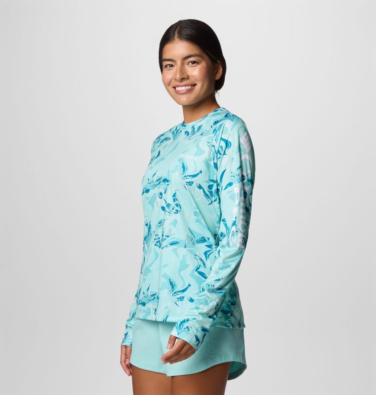 Women's PFG Super Tidal Tee Long Sleeve Shirt, Color: Spray Undertow, image 3