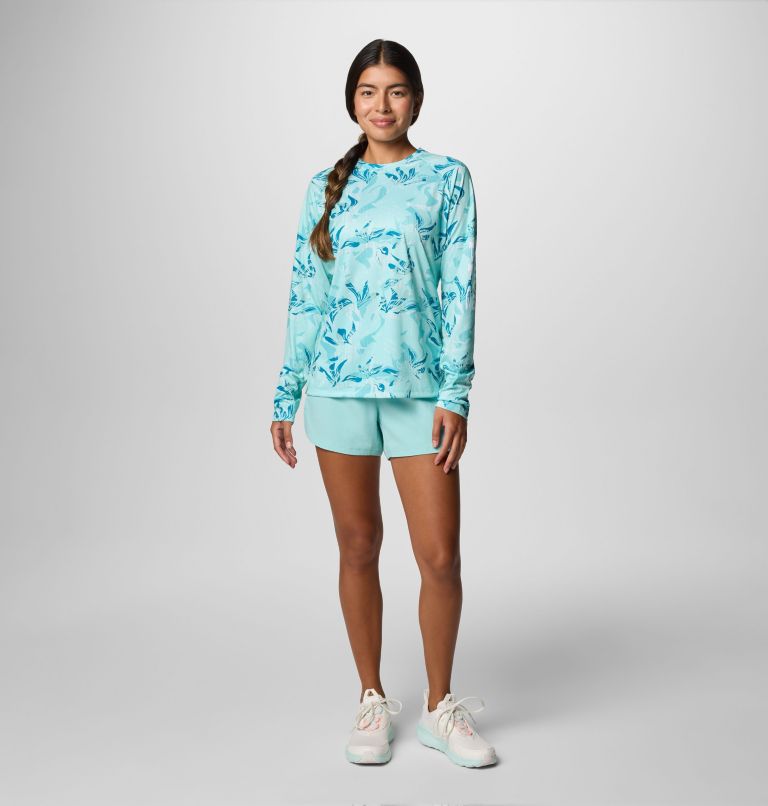 Women's PFG Super Tidal Tee Long Sleeve Shirt, Color: Spray Undertow, image 6