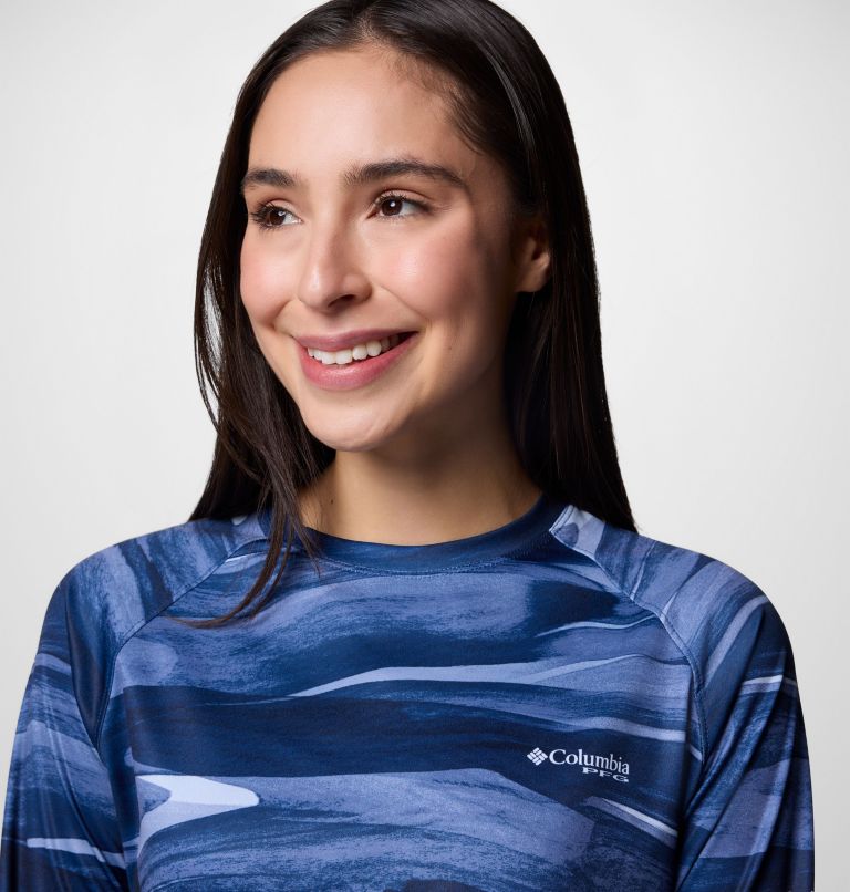 Women's PFG Super Tidal Tee Long Sleeve Shirt, Color: Collegiate Navy Obsidian, image 4
