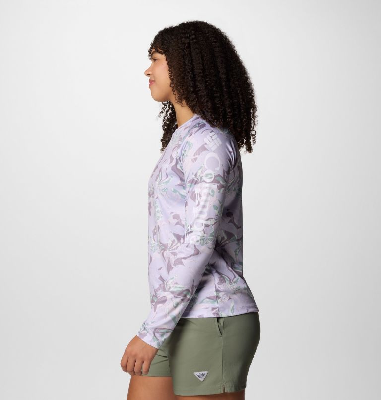 Women's PFG Super Tidal Tee Long Sleeve Shirt, Color: Lavender Pearl Undertow, image 3