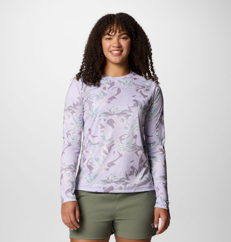 Women's PFG Super Tidal Tee Long Sleeve Shirt, Color: Lavender Pearl Undertow, image 1