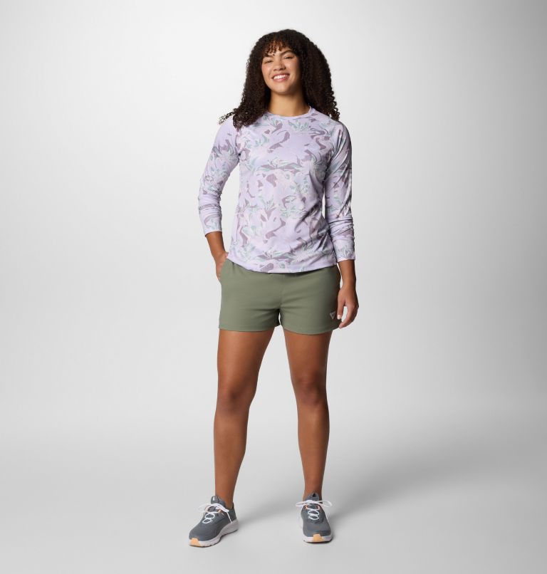 Women's PFG Super Tidal Tee Long Sleeve Shirt, Color: Lavender Pearl Undertow, image 6