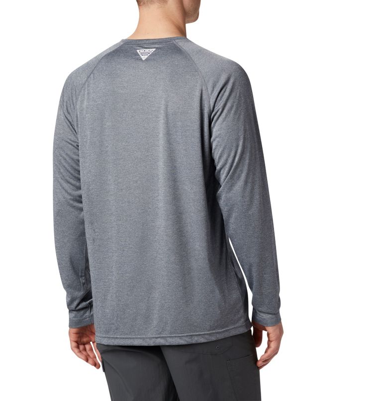 Men's PFG Terminal Tackle Heather Long Sleeve Shirt, Color: Charcoal Hthr, Cool Grey Logo, image 4