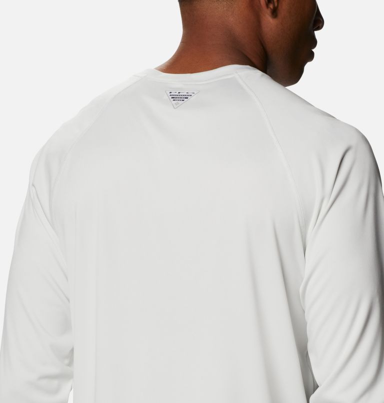 Men's PFG Terminal Tackle Heather Long Sleeve Shirt, Color: White Heather, Cool Grey Logo, image 5