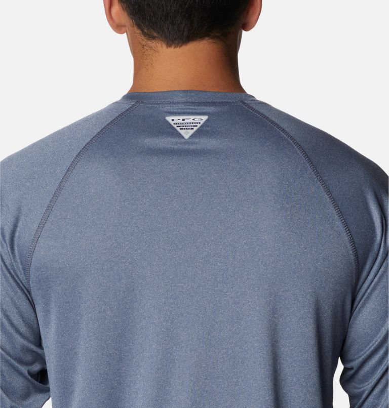 Thumbnail: Men's PFG Terminal Tackle Heather Long Sleeve Shirt, Color: Carbon Heather, Ancient Fossil Logo, image 5