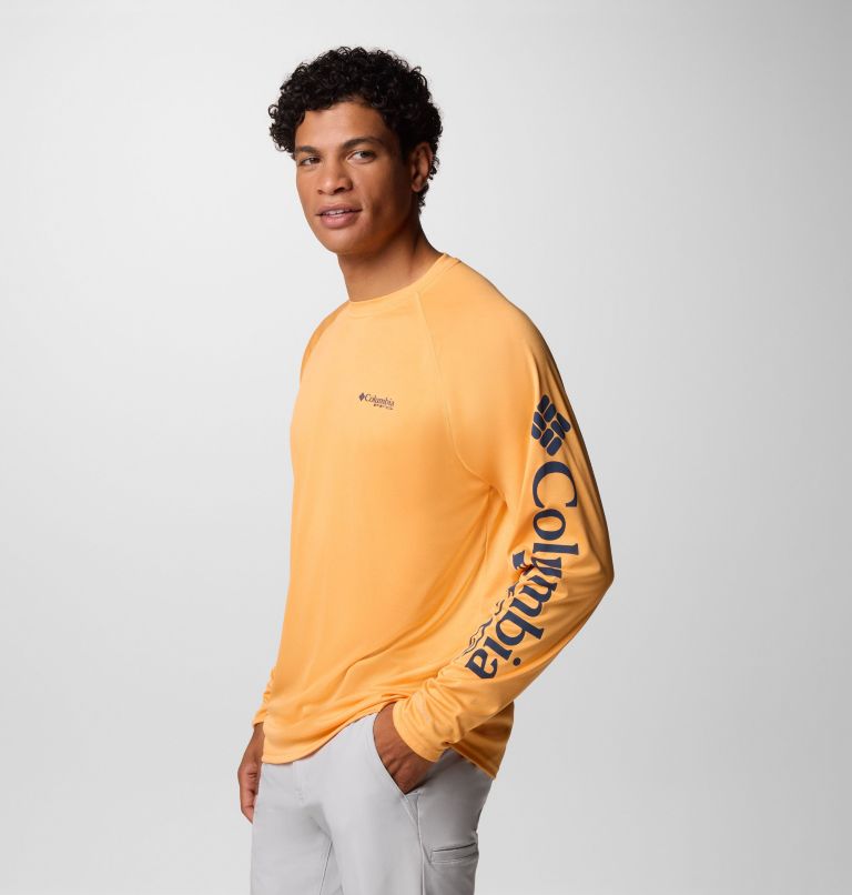 Haut à manches longues chiné PFG Terminal Tackle Homme, Color: Summer Orange Heather, Carbon Logo, image 4