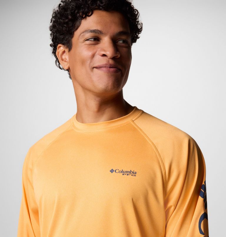 Haut à manches longues chiné PFG Terminal Tackle Homme, Color: Summer Orange Heather, Carbon Logo, image 5