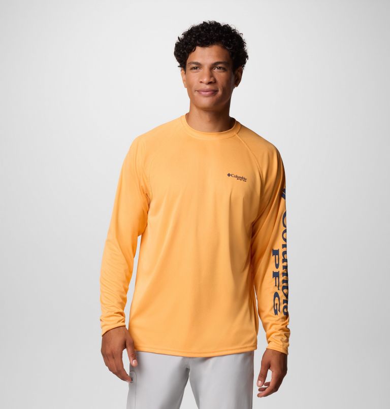 Haut à manches longues chiné PFG Terminal Tackle Homme, Color: Summer Orange Heather, Carbon Logo, image 1