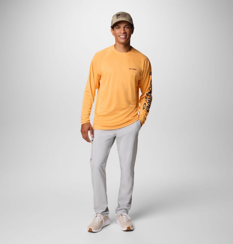 Haut à manches longues chiné PFG Terminal Tackle Homme, Color: Summer Orange Heather, Carbon Logo, image 2