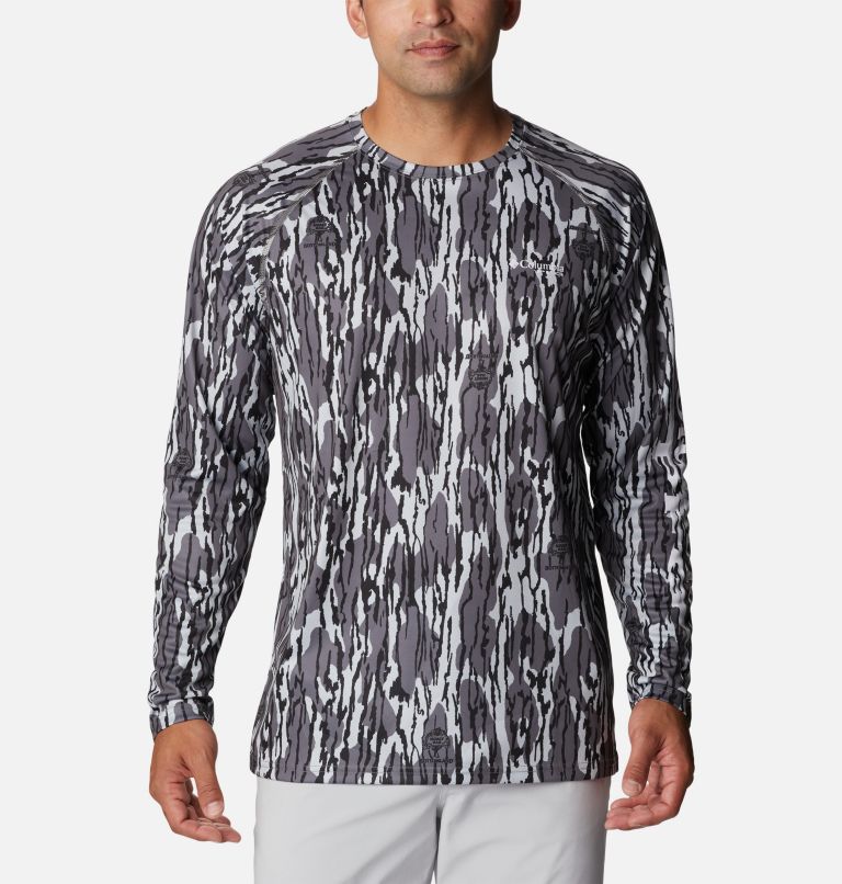 Thumbnail: Men's PFG Super Terminal Tackle Long Sleeve Shirt, Color: Cool Grey Mossy Oak Bottomland, image 1