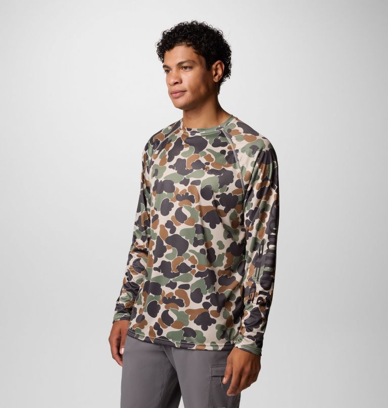 Men's PFG Super Terminal Tackle Long Sleeve Shirt, Color: Fossil Deltahunter Camo, image 4