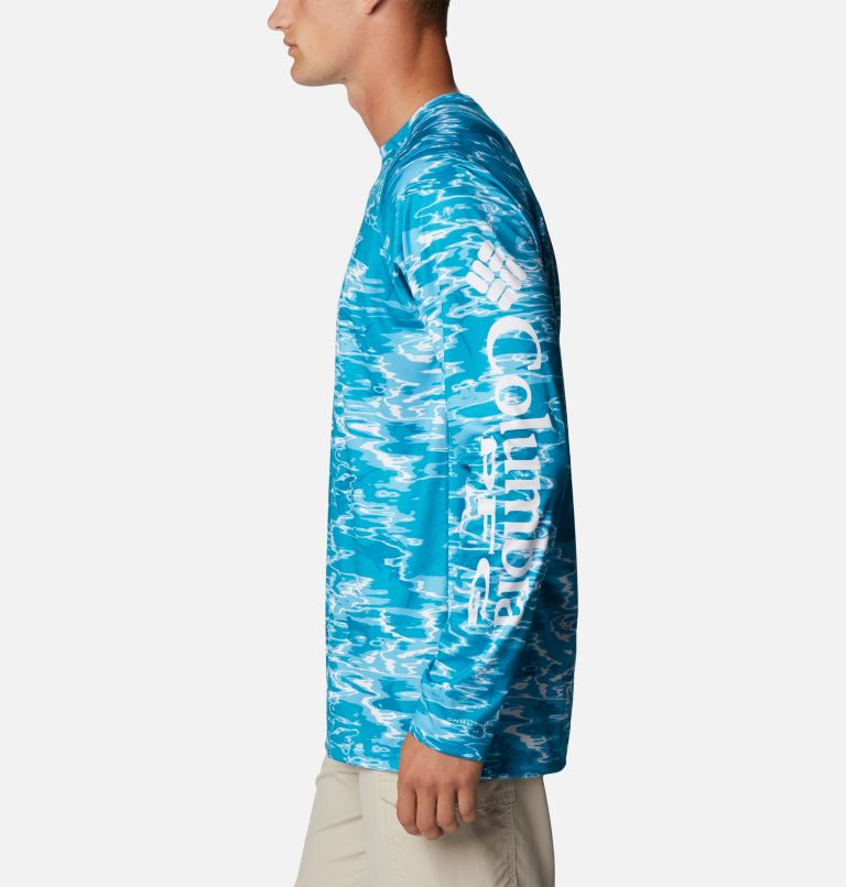 Thumbnail: Men's PFG Super Terminal Tackle Long Sleeve Shirt, Color: Ocean Teal Ripples, image 3