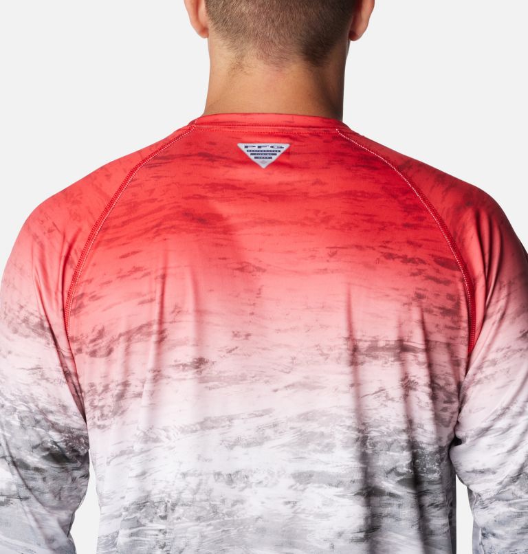 Men's PFG Super Terminal Tackle Long Sleeve Shirt, Color: Red Spark Deepsea Fade, image 5