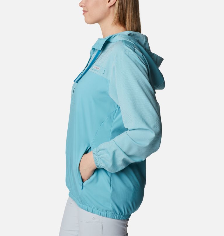 Women’s PFG Tamiami Hoodie, Color: Sea Wave, Deep Marine, image 3