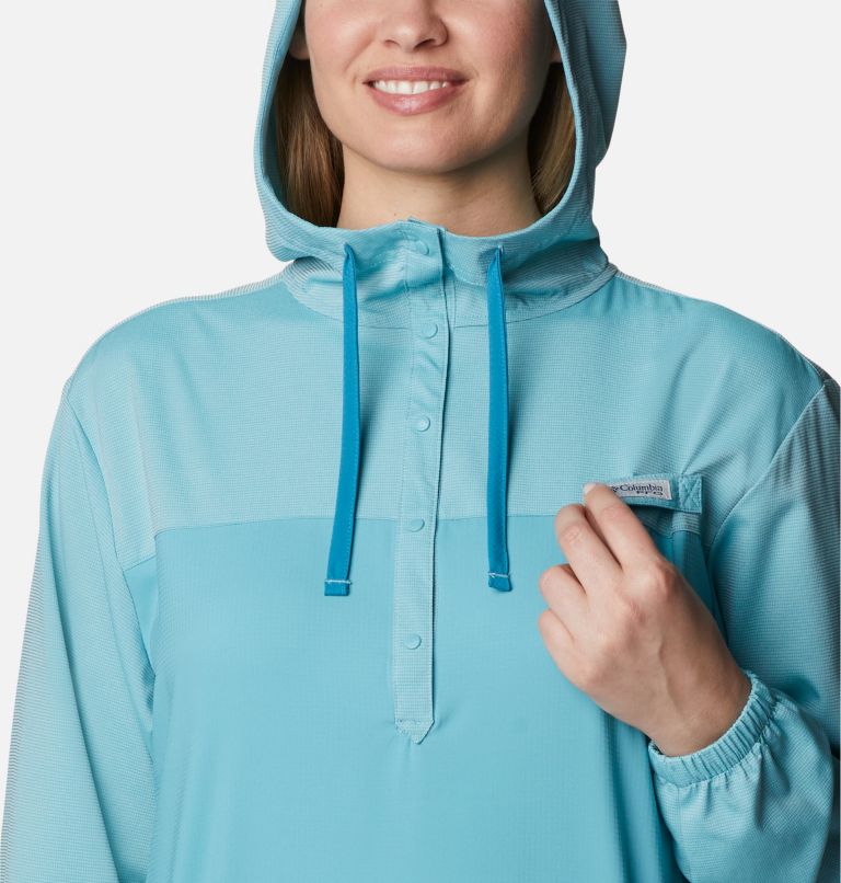 Women’s PFG Tamiami Hoodie, Color: Sea Wave, Deep Marine, image 4