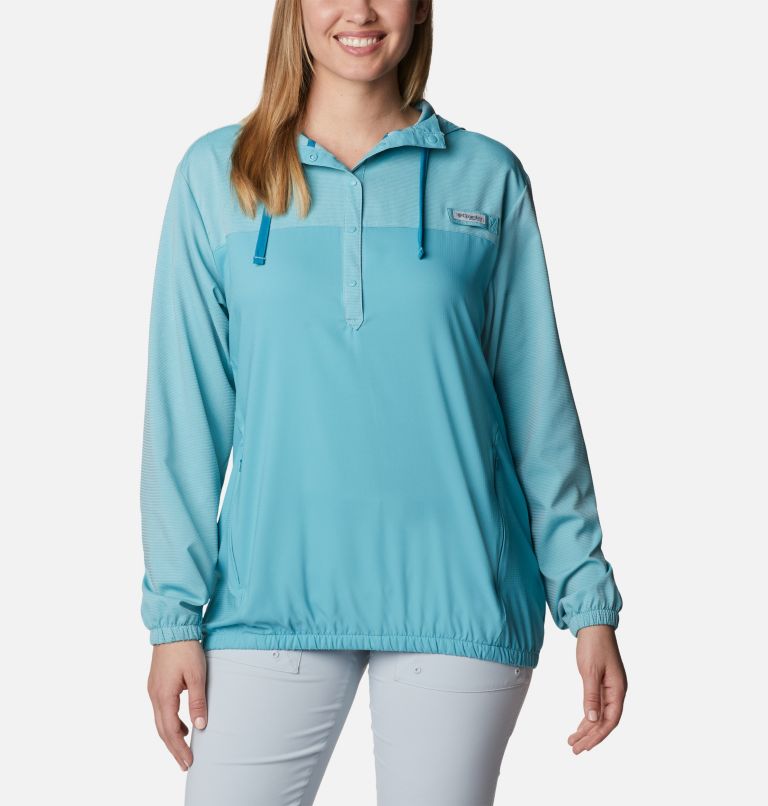 Women’s PFG Tamiami Hoodie, Color: Sea Wave, Deep Marine, image 1