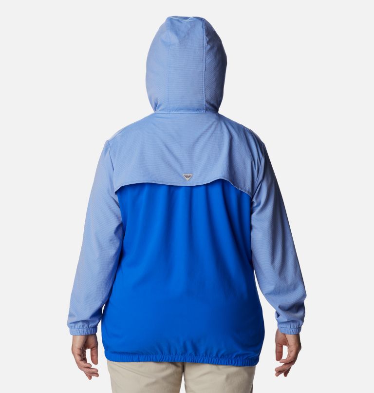 Women's PFG Tamiami Hoodie - Plus Size, Color: Blue Macaw, White, image 2