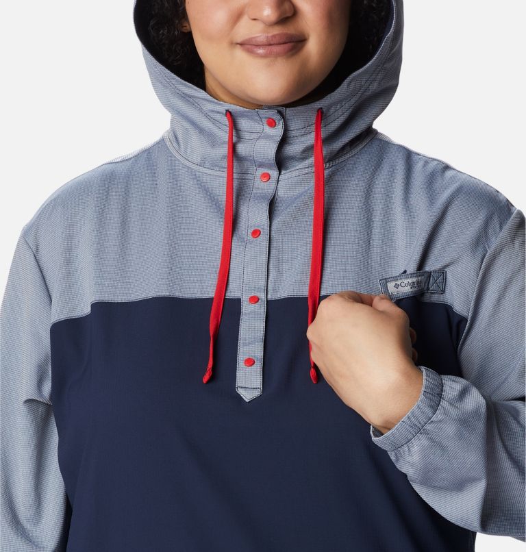 Women's PFG Tamiami Hoodie - Plus Size, Color: Collegiate Navy, Red Spark, image 4