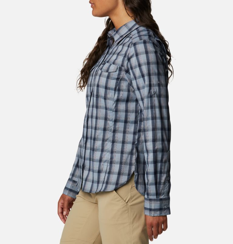 Women’s Silver Ridge Lite Plaid Long Sleeve Shirt, Color: Tradewinds Grey Plaid, image 3