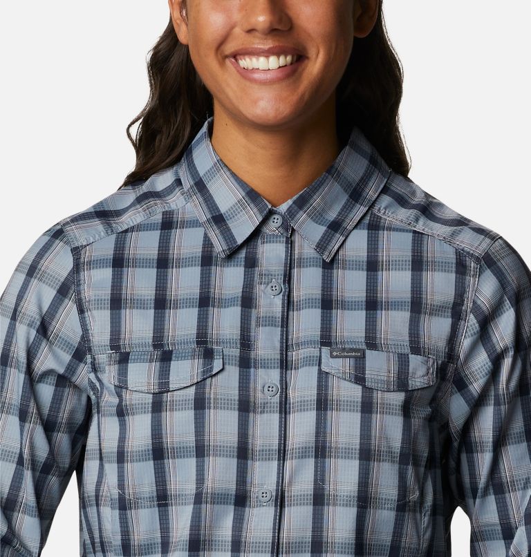 Women’s Silver Ridge Lite Plaid Long Sleeve Shirt, Color: Tradewinds Grey Plaid, image 4